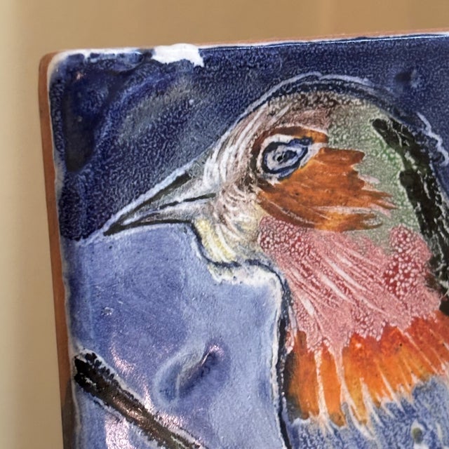 Late 20th Century Vintage Hand Painted Studio Pottery Decorative Tile For Sale - Image 5 of 12