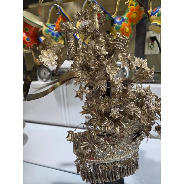 Boho Chic Hill Tribe Silver Ceremonial Headdress For Sale - Image 3 of 6