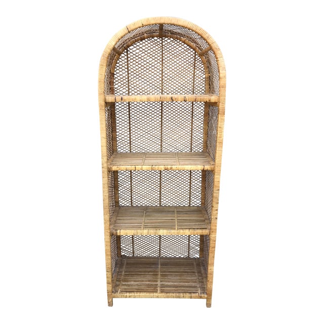 Vintage Rattan Shelf Bookcase Etagere Chairish