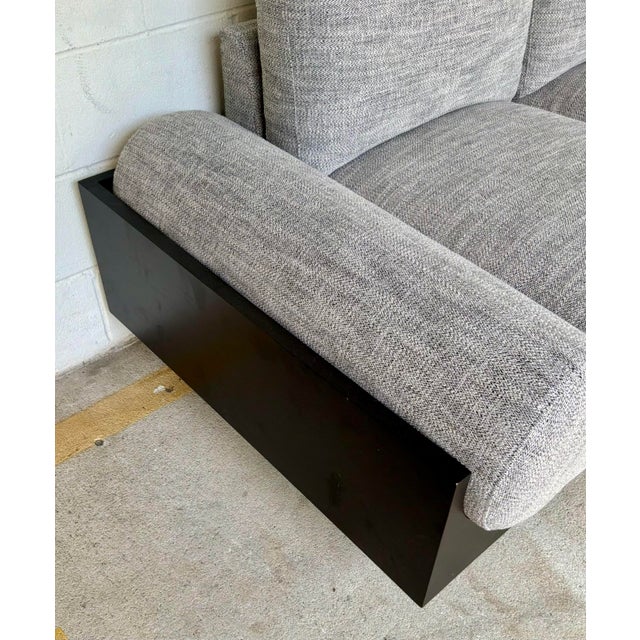 Modern Gray Chevron Bolster Sofa For Sale - Image 4 of 8