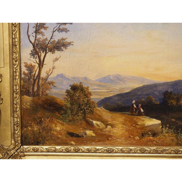 Wood 19th Century French Chateau Landscape Oil on Canvas Painting in Giltwood Frame For Sale - Image 7 of 15