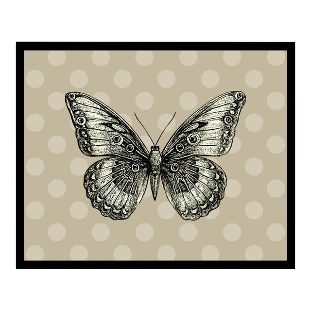 Modern Butterfly Large Canvas Print in Black Frame Color-Way 8 For Sale
