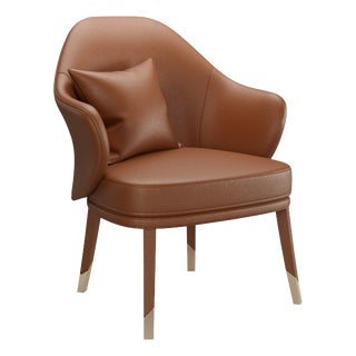 Bhutan Brown Leather Armchair For Sale