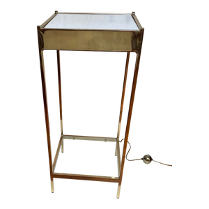 Vintage Sonneman Style Brass and Glass Lighted Display Pedestal