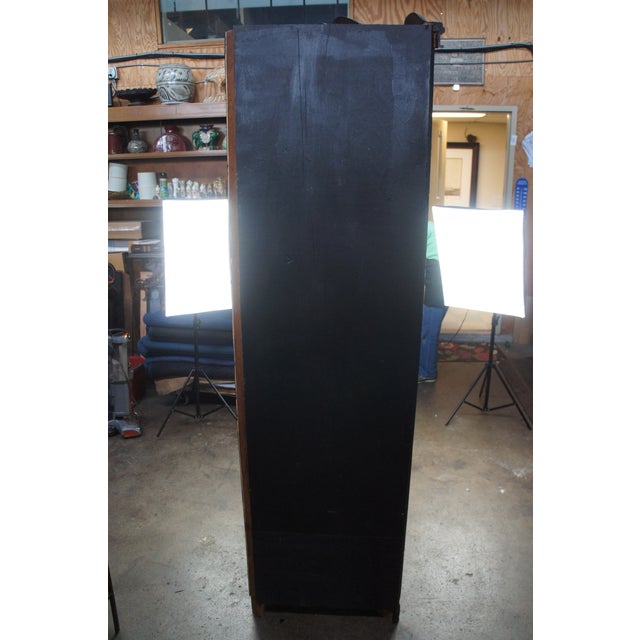 Vintage Colonial Revival Rustic Black Country Corner Cabinet