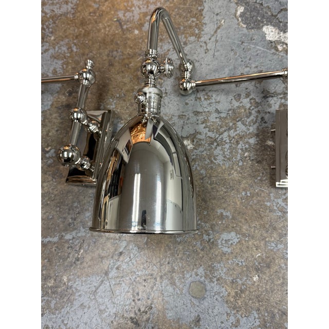 Modern Chapman & Myers for Visual Comfort Pimlico Double Swing Arm Sconces, Pair For Sale - Image 3 of 12