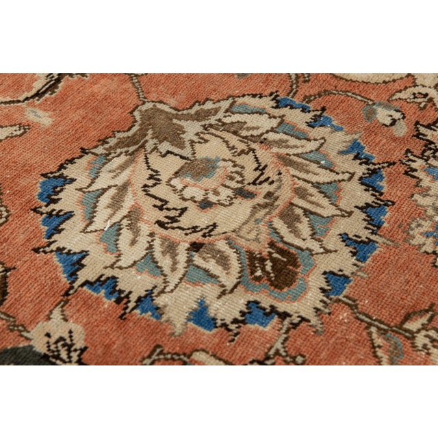 Rust Antique Persian Tabriz Handmade Allover Floral Wool Rug For Sale - Image 9 of 11