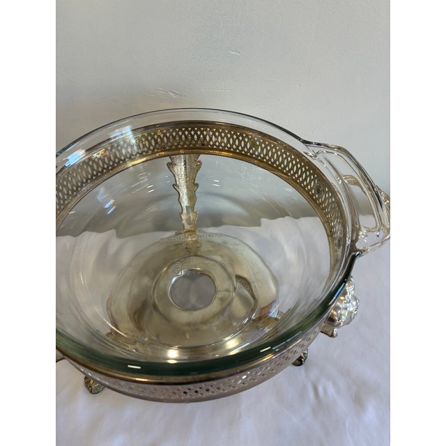 Anchor Hocking Silver Plate Chafing Dish With Glass Insert For Sale - Image 9 of 11