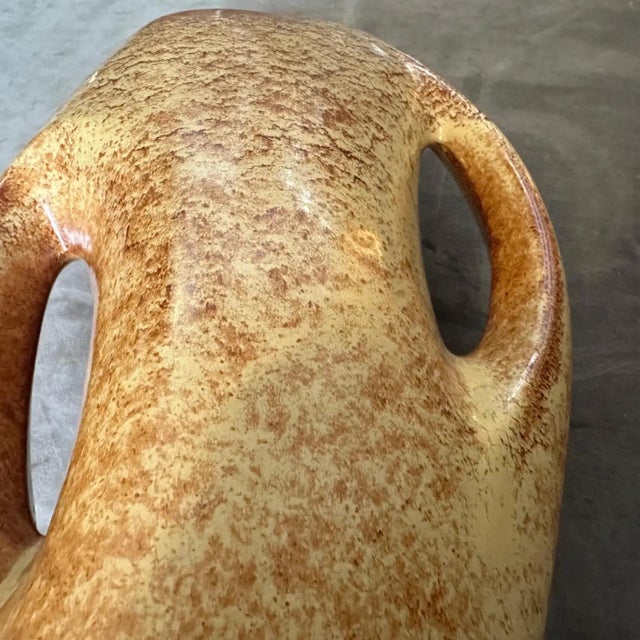 Italian 1970s Modernist Amber and Brown Ceramic Italian Vase by Giovanni Bertoncello For Sale - Image 3 of 10