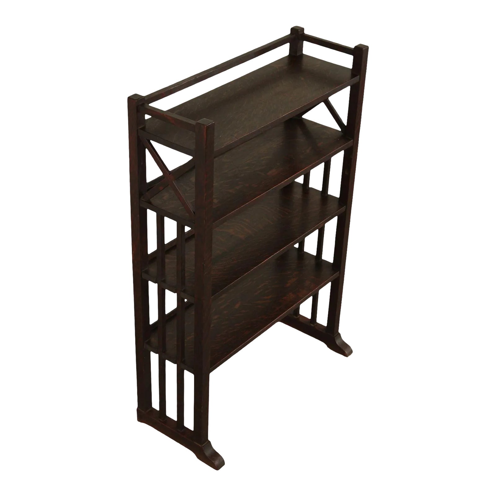 Early 20th Century Mission Oak 4 Tier Book Rack | Chairish