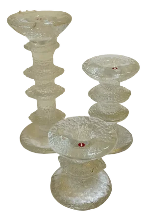 Crystal Glass Candlesticks by Timo Sarpaneva for Iittala, Finland, 1960s, Set of 3