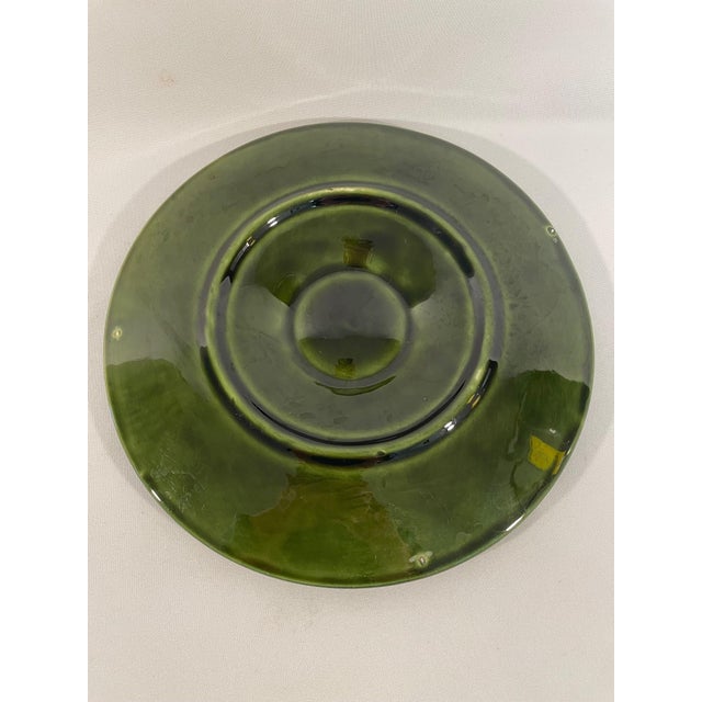 French 1920s Green Longchamp Majolica Oyster Plate For Sale - Image 9 of 12