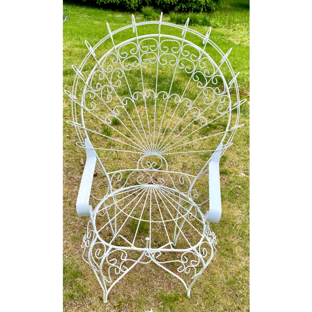 Vintage Salterini Style Wrought Iron Peacock Chair With Custom Cushion