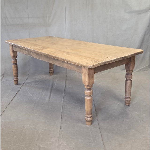 Farmhouse Antique 1920s English Weathered Pine Farmhouse 7' Long Kitchen or Dining Table For Sale - Image 3 of 13