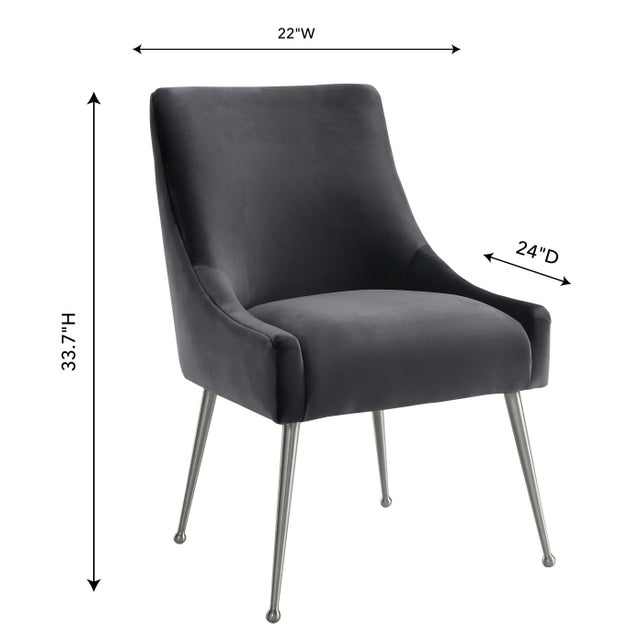 2020s Beatrix Grey Velvet Side Chair with Silver Legs For Sale - Image 5 of 7