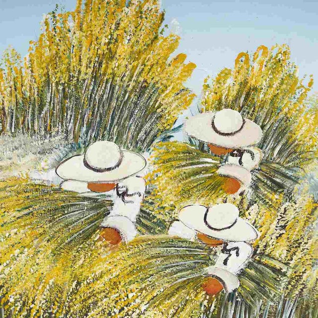 Costanza Mantovani, Farmers Engaged in Harvesting, 2000s, Oil on Canvas For Sale - Image 3 of 6