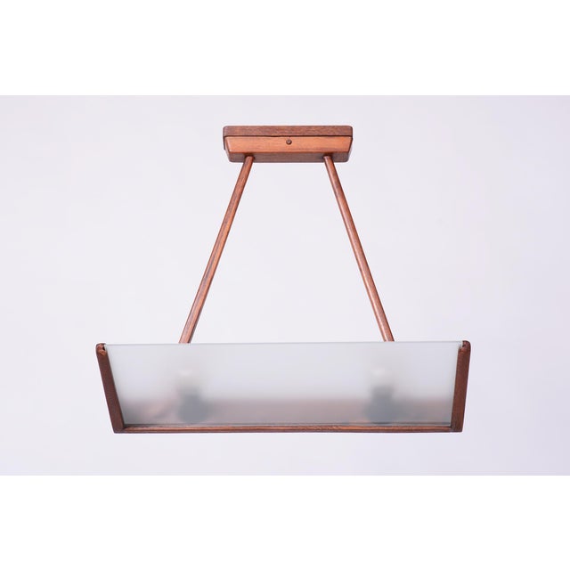 Mid-Century Chandelier in Beech and Milk Glass, Czech, 1950s For Sale - Image 11 of 11