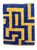 Berber Beni Mrirt Rug Handknotted Wool Cobalt Blue & Mustard Geometric Maze Pattern 200x300cm Middle Atlas, Morocco, 2010s For Sale