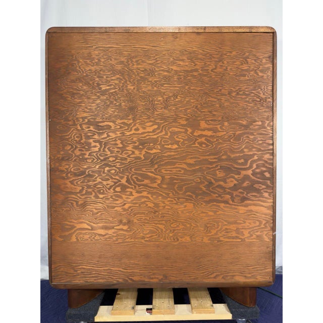 Brown Vintage Art Deco-Style Walnut 5-Drawer High Chest of Drawers For Sale - Image 8 of 14