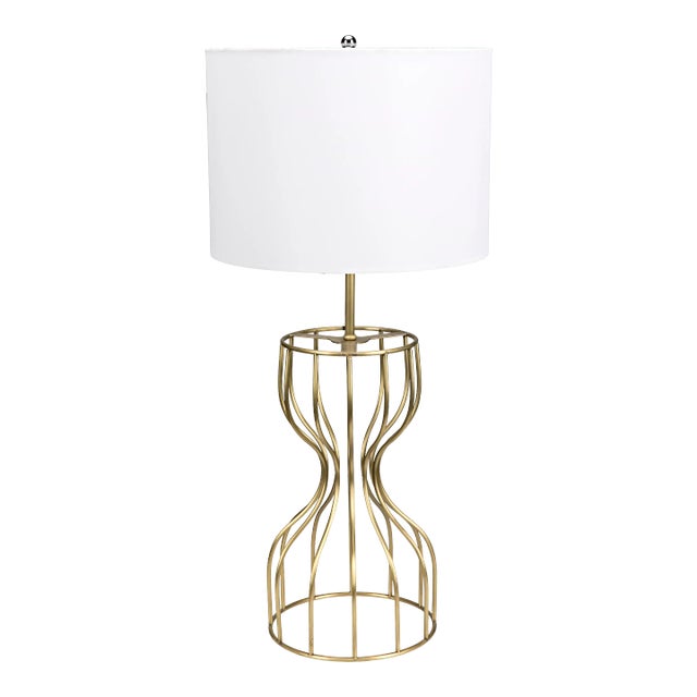 NOIR Perry Table Lamp with Shade, Metal with Brass Finish For Sale
