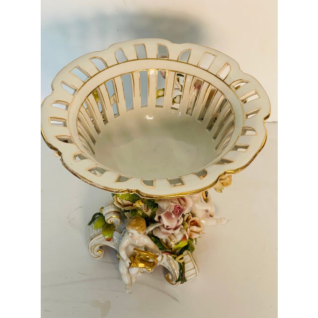 Gorgeous Dresden Antique Porcelain Centrepiece With Putti’s Musical Instruments For Sale In Miami - Image 6 of 10