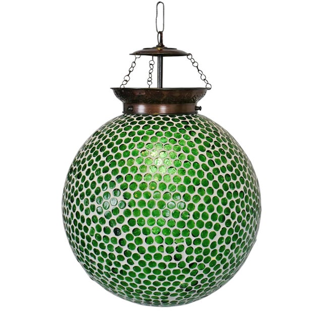 Green Mosaic Globe Pendant Small For Sale