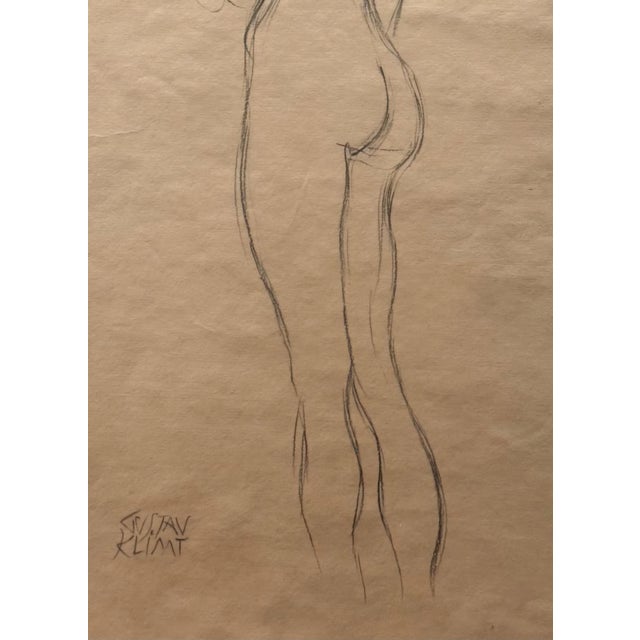 Black 1910s Standing Female Nude, Pencil, Signed – Gustav Klimt For Sale - Image 8 of 13