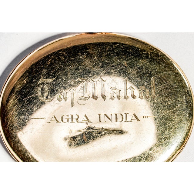 Superb Antique Grand Tour Taj Mahal Portrait Miniature Painting India Souvenir Gold Filled Frame Art Collectible For Sale - Image 15 of 15