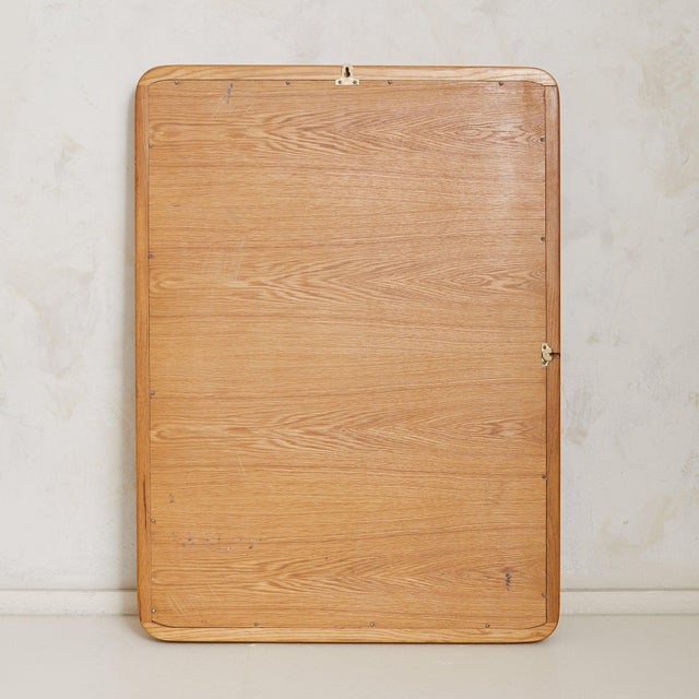 French Oak + Inlaid Wood Wall Mirror, 1960s For Sale In Chicago - Image 6 of 8