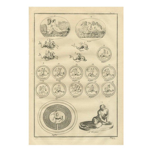 After Bernard de Montfaucon, Antique Roman Marine Deities, Tritons and Sea Gods, 1721, Engraving For Sale