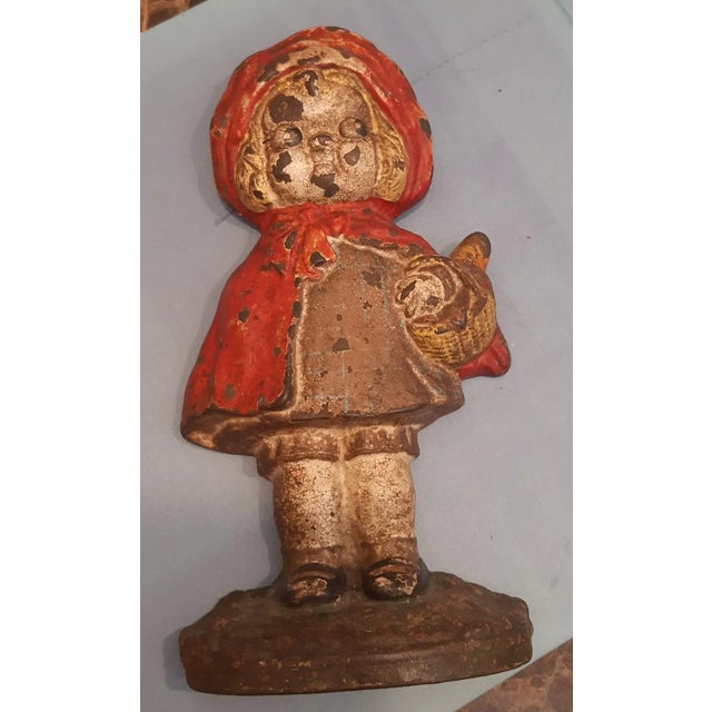 Traditional Vintage Hubley Doorstop Little Red Riding Hood Cast Iron Grace Drayton Fairy Tale For Sale - Image 3 of 10