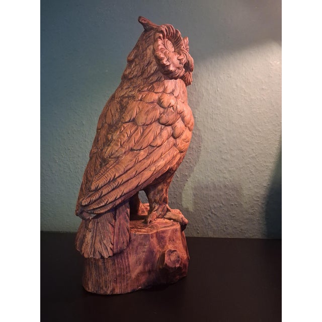 Vintage Hand-Carved Wood Owl For Sale - Image 9 of 12