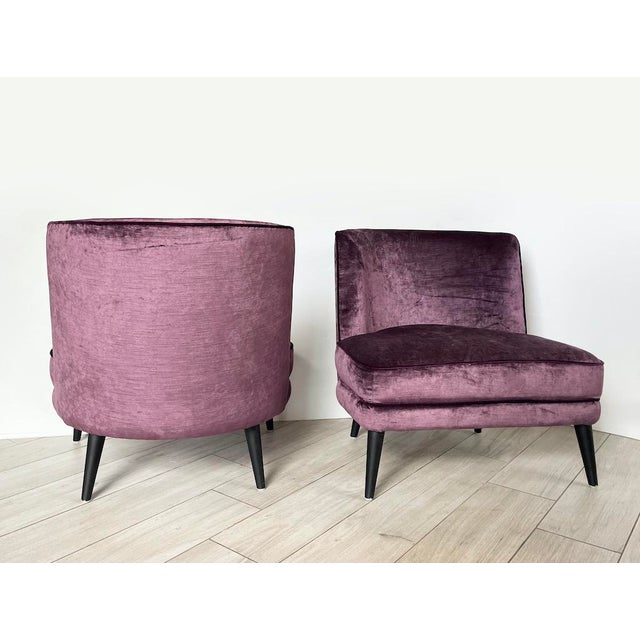 Vintage French-Style Lounge Chairs in Velvet, 1990s, Set of 2 For Sale - Image 6 of 15