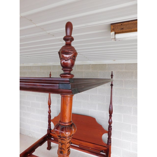 Traditional Mahogany Georgian Style Queen Size Draper Carved Tester Poster Bed For Sale - Image 3 of 12