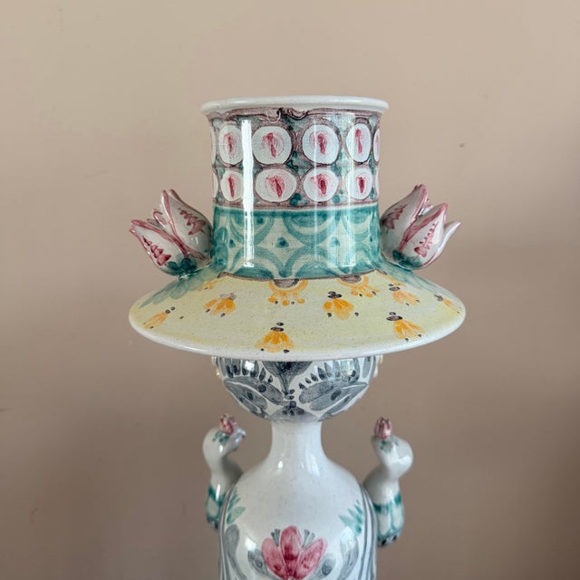 Late 20th Century Pair of Impressive Large Bjorn Wiinblad Ceramic Figural Candlesticks With Inserts For Sale - Image 12 of 12