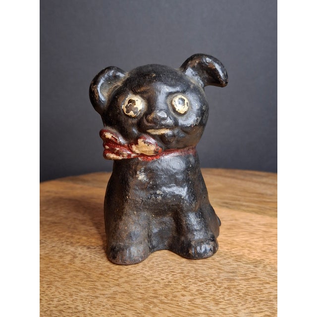 Rare Black Colorway Antique Hubley Cast Iron Fido Dog Still Bank 1904 Orig Paint For Sale In Boston - Image 6 of 18