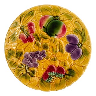 Large French Faience Serving Charger Plate With Mixed Fruit by Sarreguemines, Circa1940 For Sale