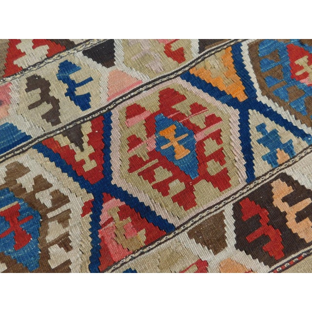 Beige Vintage Handmade Flatwoven Kilim. 3'4"x 3'8" For Sale - Image 8 of 13