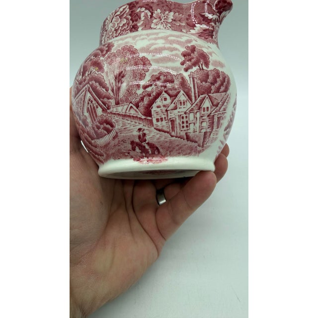 A Vintage Red Transferware Enoch Woods Creamer, "English Scenery", Circa 1950's For Sale - Image 6 of 12