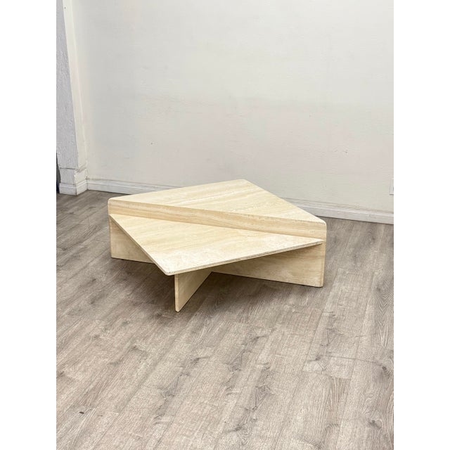 Modern Vintage Travertine Coffee Table For Sale - Image 3 of 11