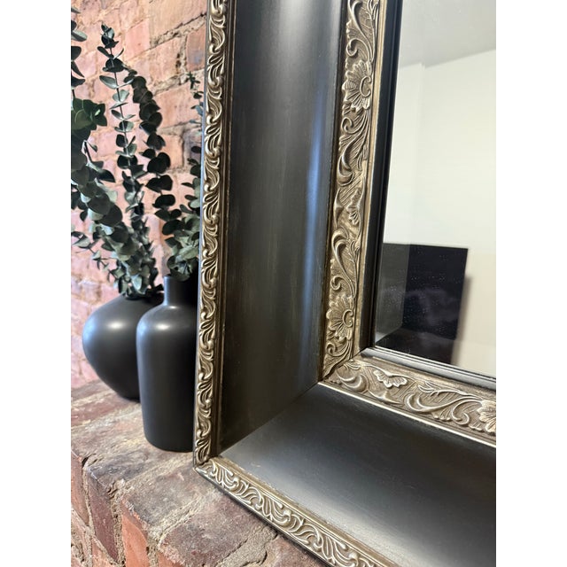 Spanish Large Ornate Black Framed Mirror For Sale - Image 3 of 4