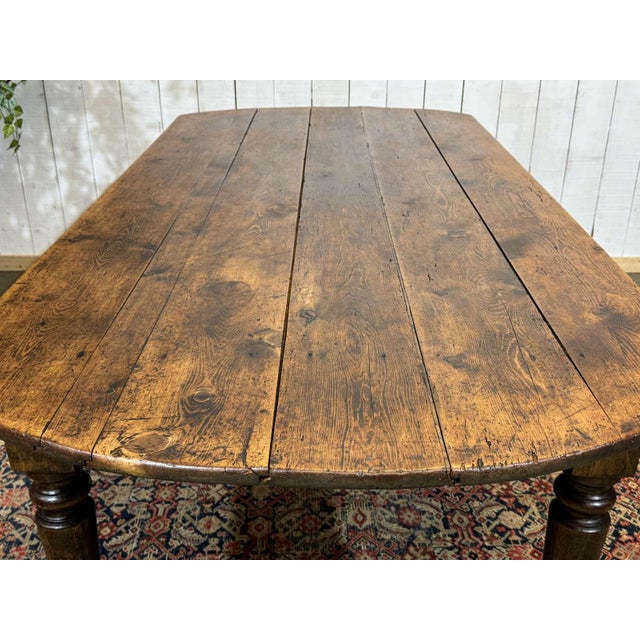 19th-Century Farmhouse Table with Fir Top and Poplar Base For Sale - Image 4 of 18