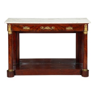 French Empire Antique Mahogany Gilt Bronze Marble Pier Table Circa 1820 For Sale