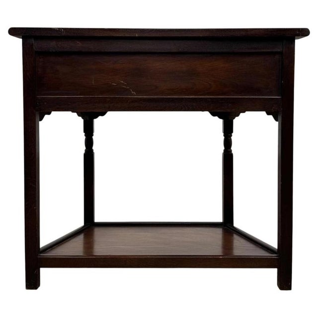 Brown Early 20th Century Antique English Oak Side Table with Drawer For Sale - Image 8 of 12