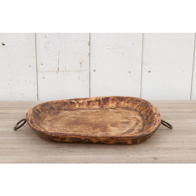 Tribal Oval Tribal Carved Wood Bowl For Sale - Image 3 of 10