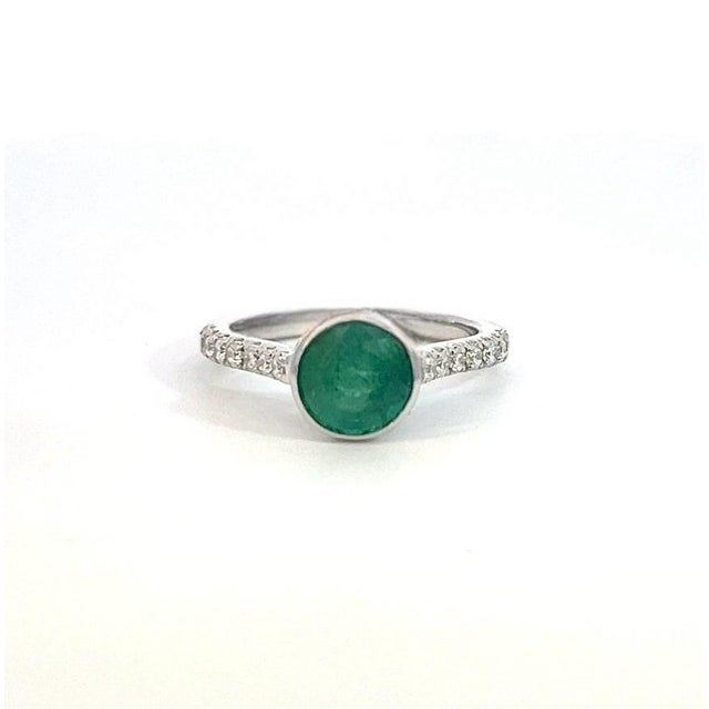 2010s Natural Emerald Diamond Ring Size 6.5 14k W Gold 1.93 TCW Certified For Sale - Image 5 of 11