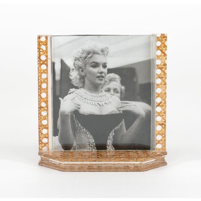 Mid-Century Modern Acrylic & Rattan Picture Frame from Christian Dior, 1970s For Sale - Image 9 of 12