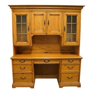 Aspen Home Rustic Country French 71" Computer Desk W. Storage Cabinet Top For Sale