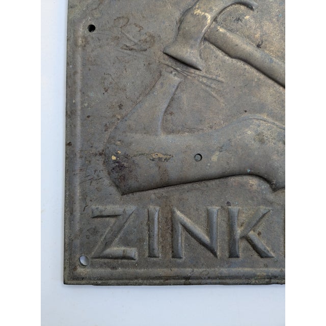 Antique Sign Zinke's Shoe Repair Brass Shoemakers' Sign For Sale - Image 4 of 7