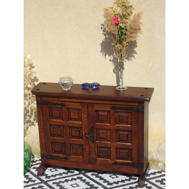 Mid-Century Modern Oak and Wrought Iron Sideboard, 1950s For Sale - Image 3 of 18